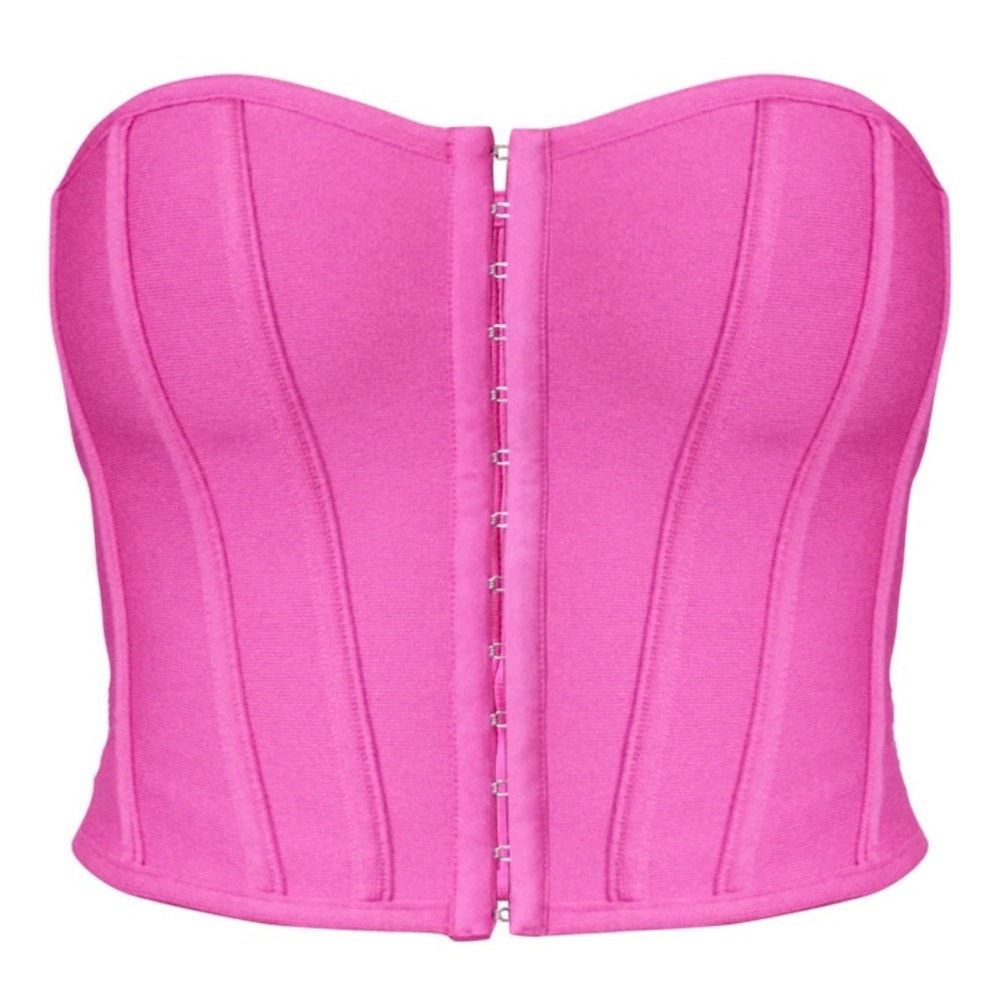 PLT 💞 HOT PINK BONDAGE HOOK & EYE STRUCTURE CORSET.